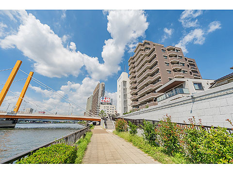 現地土地写真 南西側隅田川テラスから撮影