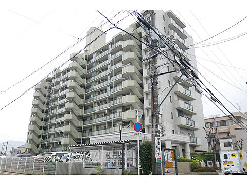 現地外観写真　鉄筋コンクリート造地上10階建て、総戸数88戸