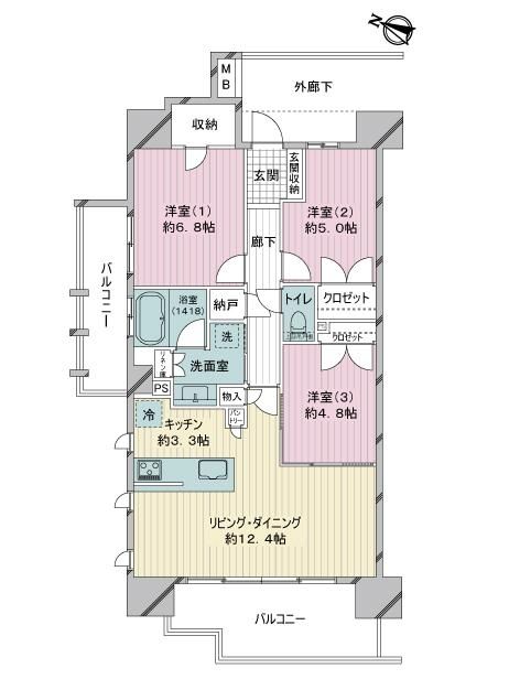 ライオンズ鶴瀬グランフォート 8階3ldk S 納戸 Mhf317 大京穴吹不動産