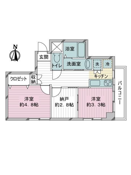 メゾン桜台 2階2k S 納戸 Mhf 大京穴吹不動産