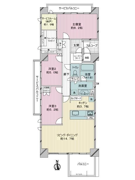 ル シェモア安東 4階3ldk S 納戸 Mhf 大京穴吹不動産