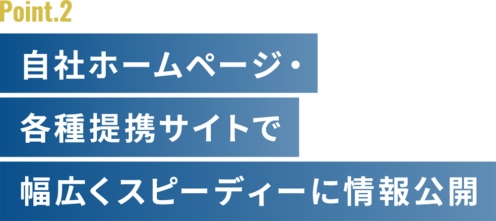 自社ホームページ・不動産ポータルサイトで幅広くスピーディーに情報公開