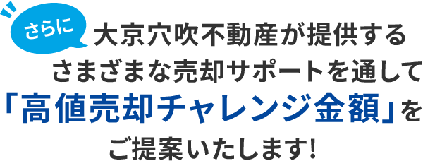 大京穴吹不動産が提供するさまざまな売却サポートを通して「高値売却チャレンジ金額」をご提案いたします!